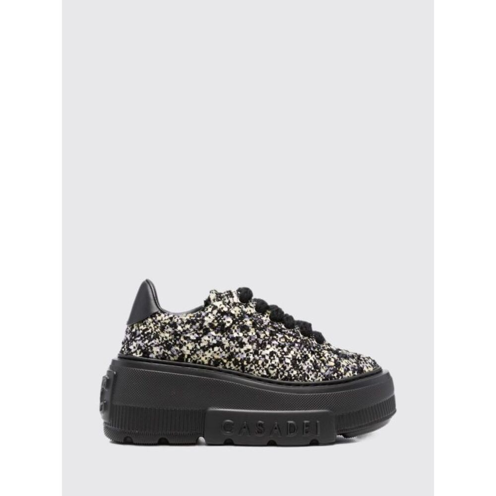Casadei Women Abstract Pattern Tweed Platform Chunky Sneakers Casadei